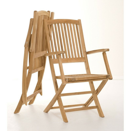 Ensemble de 2 fauteuils de jardin Lombock en bois Teck Macabane  - Fauteuil et chaise de jardin design