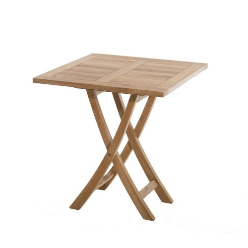 Table de jardin 2 personnes, carrée pliante 70 x 70 cm en bois Teck Macabane  - Macabane jardin meuble deco