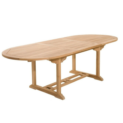 Table de jardin 8/10 personnes - ovale extensible 180/240*100 cm en bois Teck Macabane  - Table de jardin design