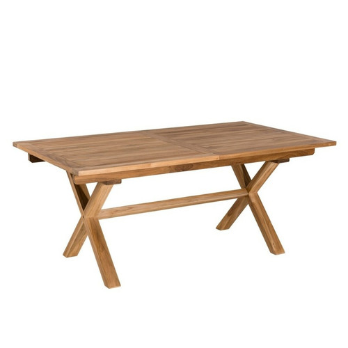 Table de jardin 8/10 personnes - rectangulaire pieds croisés extensible 180/240x100 cm en bois Teck Macabane  - Table de jardin design