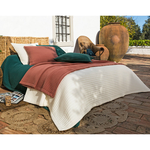 Jeté de lit + 1 housse d'oreiller RIVIERA - terracotta becquet  - Becquet meuble & déco