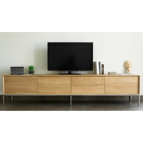 Meuble TV 2 tiroirs 2 portes en chêne massif COPA 3S. x Home  - Meuble tv design bois