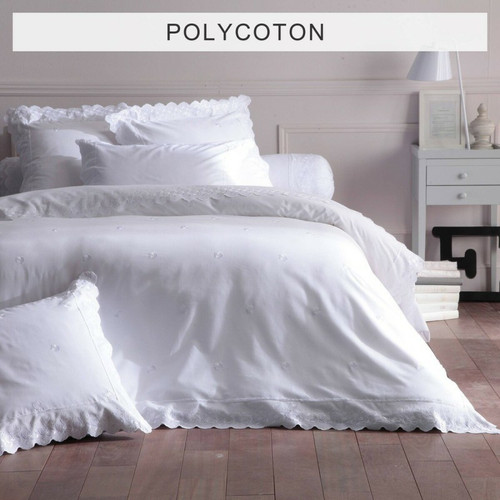 Housse de couette polycoton BRODERIE - blanc - 3S. x Collection (Nos Imprimés) - Linge de lit