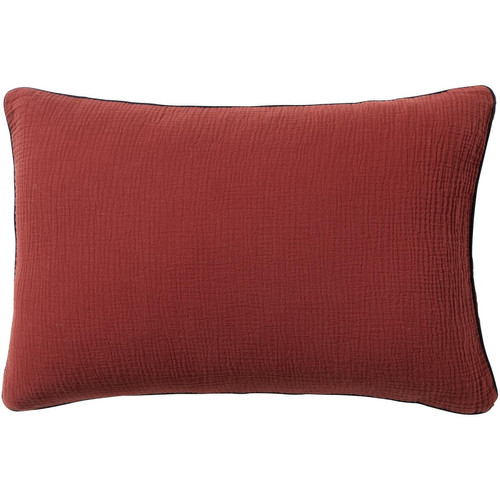 Housse de coussin gaze de coton lavée  Inséparables - Rouge Brique Essix  - Housse de couette rouge