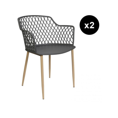 Lot De 2 Fauteuils MALAGA Noir 3S. x Home  - Fauteuil et chaise de jardin design
