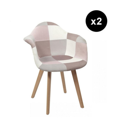 Lot de 2 fauteuils Patchwork Rose 3S. x Home  - Fauteuil rose design