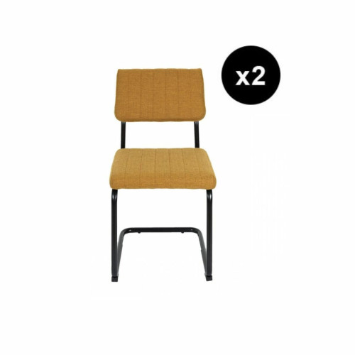 Lot de 2 Chaises ALBAN Moutarde 3S. x Home  - Chaise simili cuir design