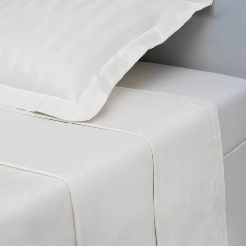 Drap Plat uni satin de Coton TERTIO® - Blanc - 3S. x Tertio (Nos Unis) - Promos chambre lit