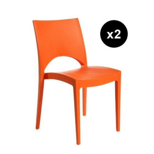 Lot de 2 Chaises Design Orange Venise - 3S. x Home - Edition Contemporain Salle à manger