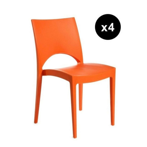 Lot de 4 Chaises Design Orange Venise 3S. x Home  - Chaise orange design