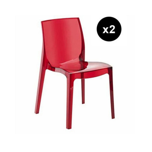 Lot de 2 Chaises Design Rouge Transparent Lady 3S. x Home  - Chaise design et tabouret design
