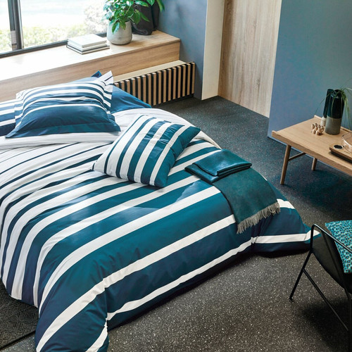 Parure Drap et 2 Taies d'oreiller bleu 240 x 300 cm - Blanc des vosges - Parure de lit