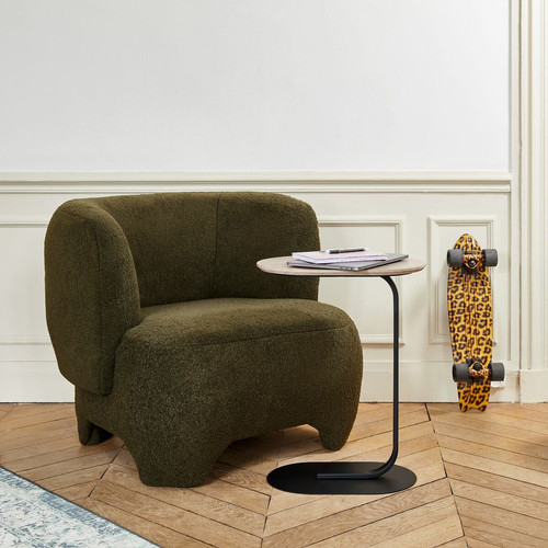 Fauteuil en laine bouclée vert kaki POTIRON PARIS  - Nouveautes deco design