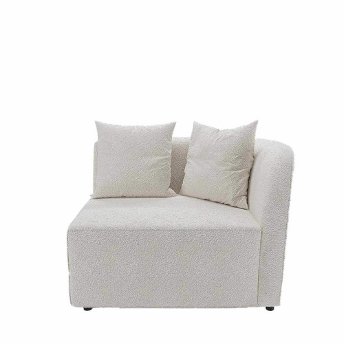 Canapé incurvé 2 places modulable en tissu bouclé Alba blanc  POTIRON PARIS  - Nouveautes deco design