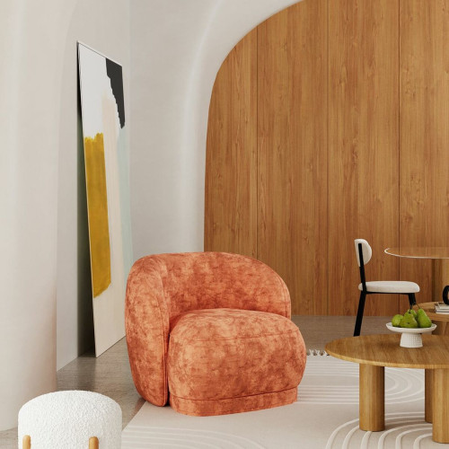 Fauteuil design en velours Pablo ocre  POTIRON PARIS  - Salon meuble deco