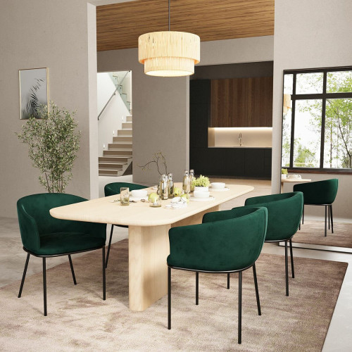 Lot de 2 fauteuils de salle à manger en velours vert Andréa POTIRON PARIS  - Chaise design et tabouret design