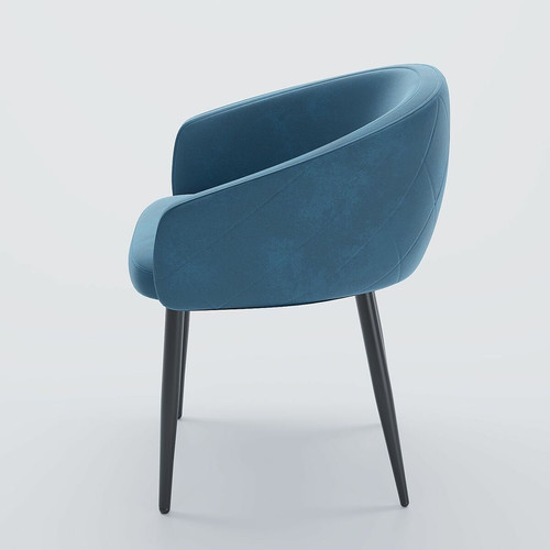 Paire de fauteuils de table design en velours Eugénie Bleu