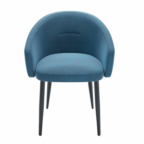 Paire de fauteuils de table design en velours Eugénie Bleu