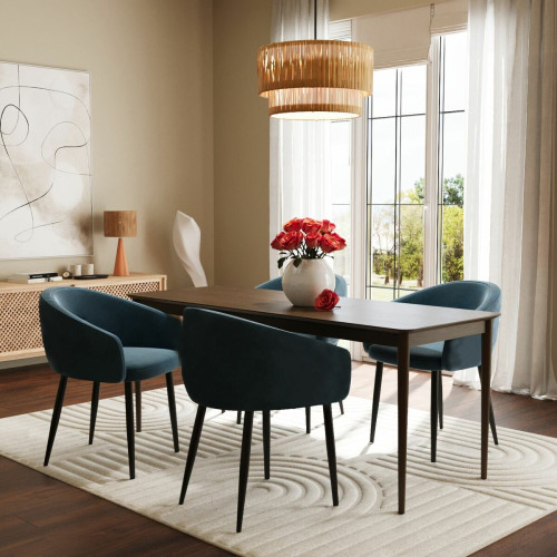 Paire de fauteuils de table design en velours Eugénie Bleu POTIRON PARIS  - Promos deco design 20 a 30