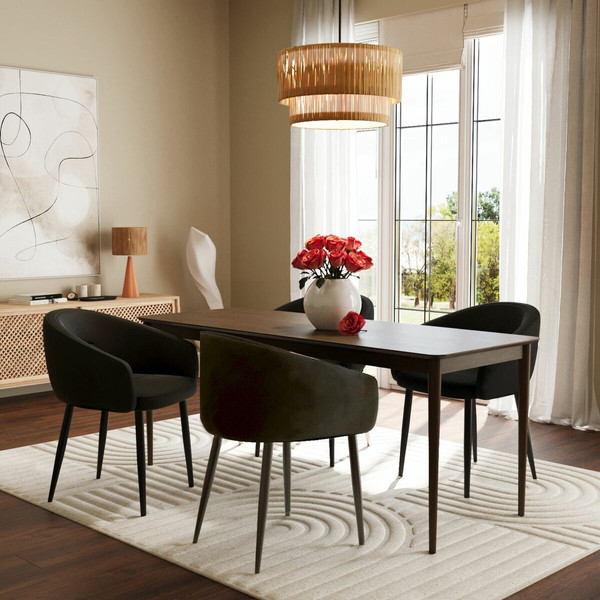 Paire de fauteuils de table design velours Eugénie Noir