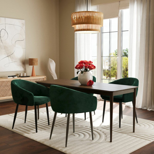 Paire de fauteuils de table design velours vert Eugénie - POTIRON PARIS - Edition Authentique Salle à manger