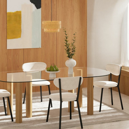 Lot de 2 chaises beige pied métal noir Lola - POTIRON PARIS - Edition Authentique Salle à manger