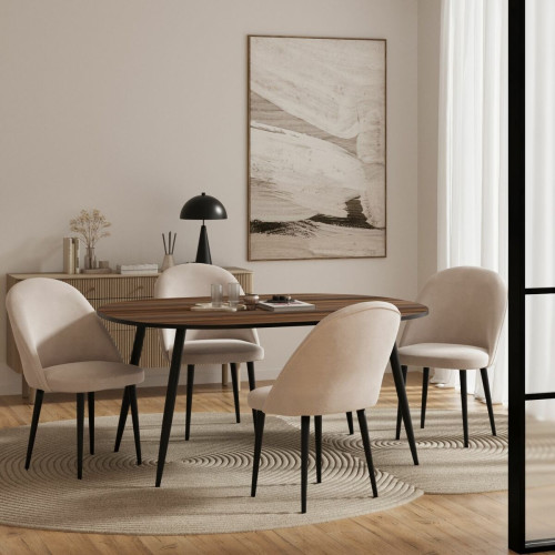 Lot de 2 chaises en tissu et en métal Nina beige  - POTIRON PARIS - Edition Authentique Salle à manger
