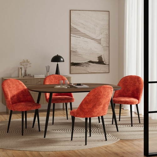 Lot de 2 chaises en velours et en métal noir Nina ocre  POTIRON PARIS  - Edition Authentique Salle à manger