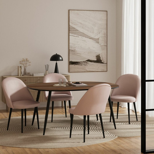 Lot de 2 chaises en velours et en métal noir Nina Rose - POTIRON PARIS - Promos deco design 40 a 50