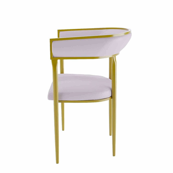 Chaise de salle à manger design en velours Aurore rose pâle