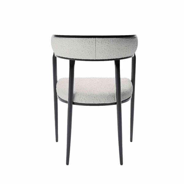 Chaise de salle à manger design en tissu bouclette  Aurore gris crème