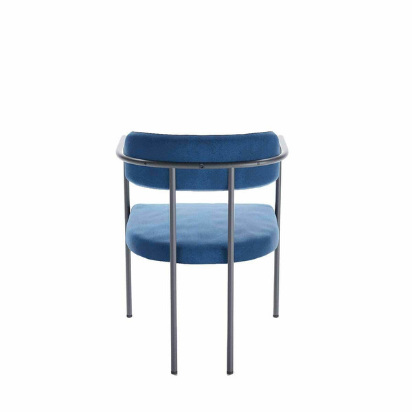 Chaise de salle à manger tapissée en velours Barbara bleu