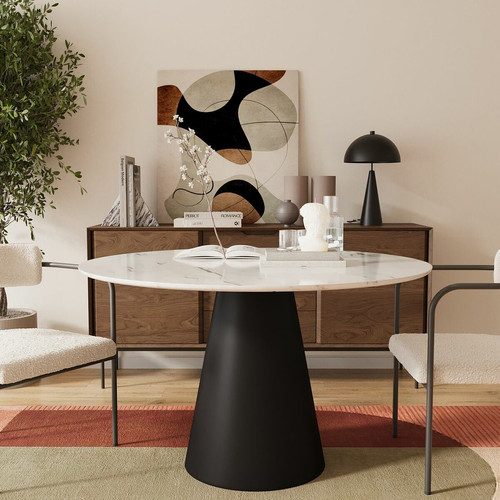 Chaise de salle à manger tapissée en tissu bouclette Barbara blanche  POTIRON PARIS  - Chaise metal design