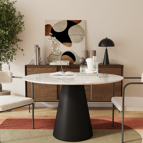 Chaise de salle à manger tapissée en tissu bouclette Barbara gris-crème  POTIRON PARIS  - Chaise design et tabouret design
