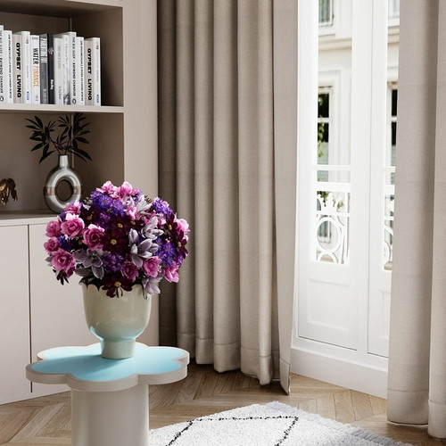 Table d'appoint en bois en forme de fleur Flora bleue POTIRON PARIS  - Nouveautes salon