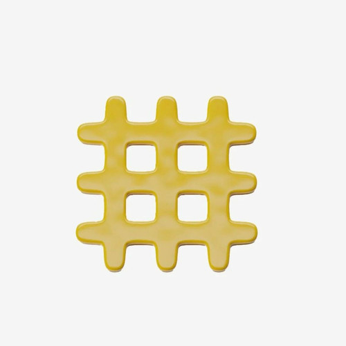 Sous-plat décoratif en céramique Beaubourg grid jaune  POTIRON PARIS  - Nouveautes deco design