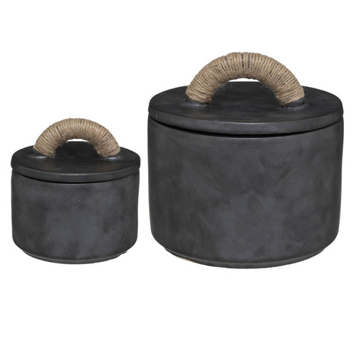 2 boîtes céramique "Ori" noir 3S. x Home  - Boite rangement design