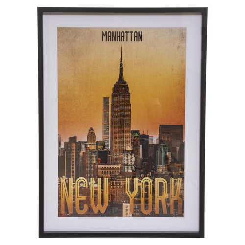 Affiche cadre "Ville" New York 52x72cm en panneau de bois  3S. x Home  - Tableau multicolore