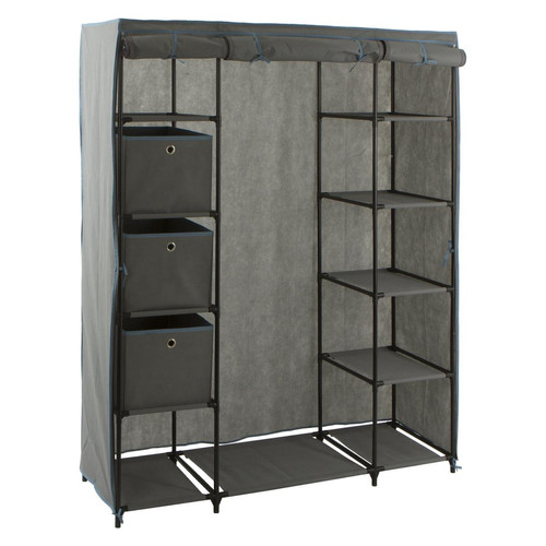 Armoire penderie 3 boîtes tissu gris anthracite - 3S. x Home - 3s x home