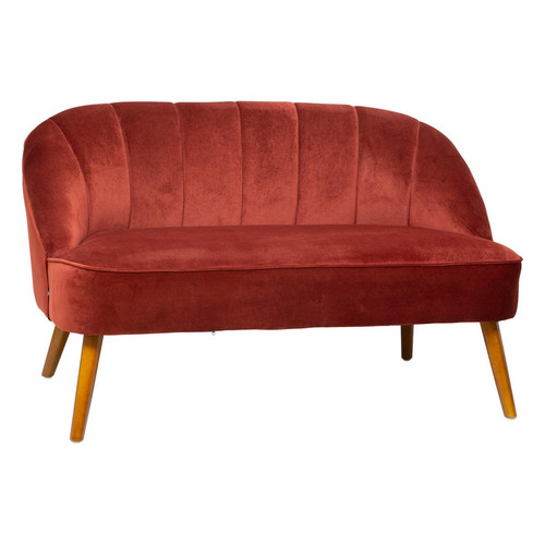 Banquette "Naova" 2 places velours rose terracotta