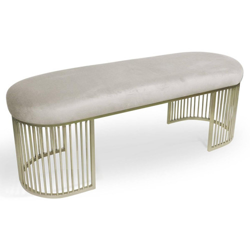 Banquette Velours Beige pieds Or Orleans - 3S. x Home - Chaise velours