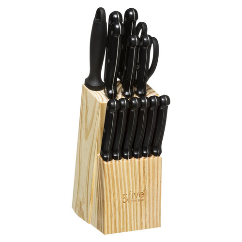 Bloc 11 couteaux avec aiguisoiretciseaux "Essentiel Black" 3S. x Home  - Accessoire cuisine design