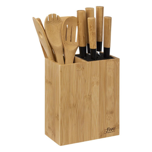 Bloc 5 couteaux et 5 ustensiles manche bambou - 3S. x Home - Cuisine salle de bain authentique