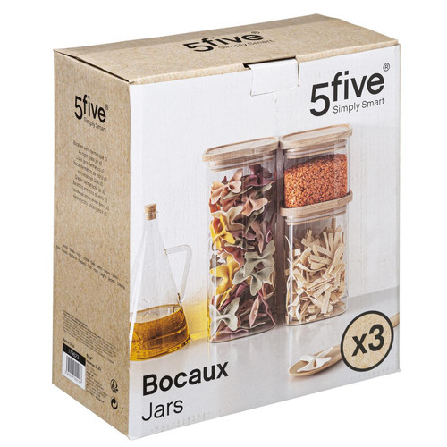Bocal Verre de 3 Empilable et Bois 3S. x Home  - Accessoire cuisine design