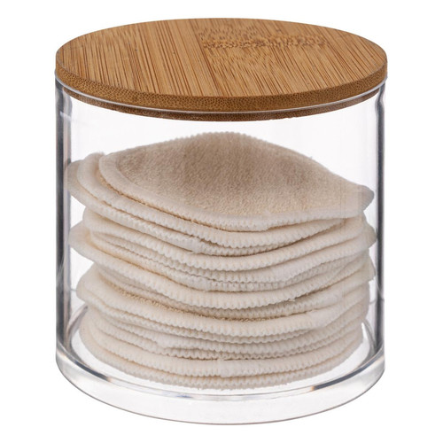 Boîte à cotons lavables Transparent "Selena bambou" 3S. x Home  - Accessoire salle de bain design
