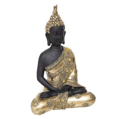 Bouddha assis doré en résine H34cm