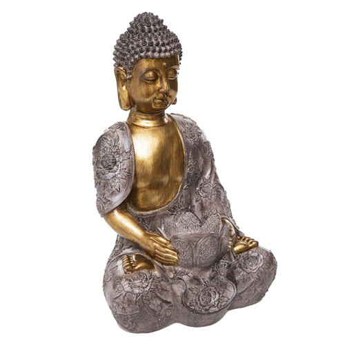 Bouddha en résine et photophore H37cm
