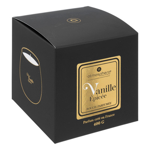 Bougie Parfumée 400g Vanille Epicée Noir En Verre 'Arlo'