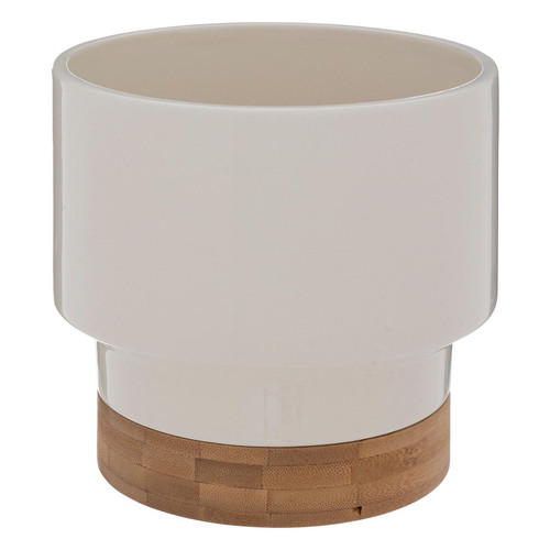 Cache-pot blanc en céramique et bambou  "Le collectionneur"  3S. x Home  - Deco jardin design