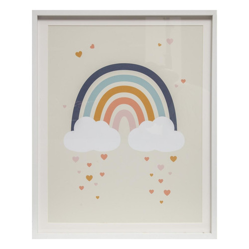 Cadre enfant "Arc-en-ciel" bois et verre blanc 40x50 cm 3S. x Home  - Chambre enfant et bebe design